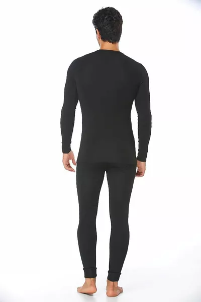 Herren Schwarzes Thermo-Unterhemd und Unterhose Set
