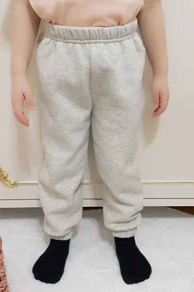 School and Everyday Kids Grey Winter 3-Ply Fleece-Lined Elastic Waist Sweatpants
