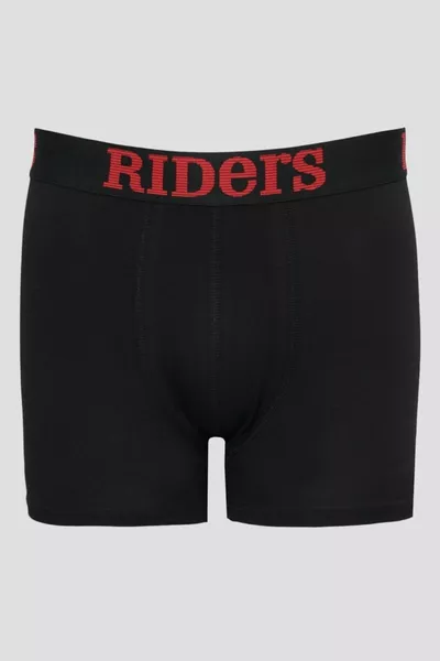 Комплект от 3 бр. черни боксерки с лого, памучни и еластични, редовно прилепнали