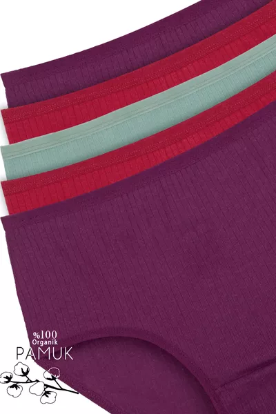 % Хлопок, 5 шт., Женские трусы с высокой талией 