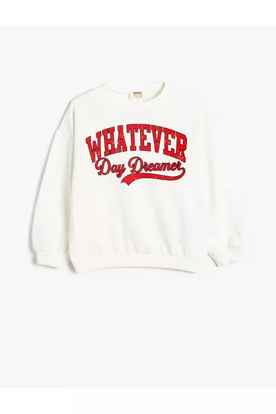 Sweatshirt met Slogan, Lange Mouwen, Ronde Hals, Geborsteld Katoen