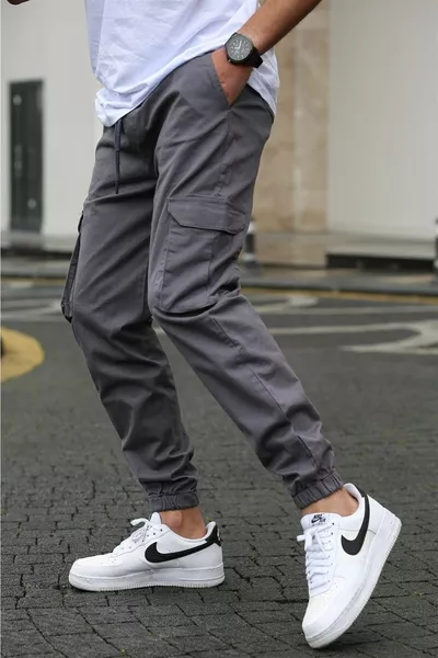 Men's Cargo Cell Phone Pants with Waist and Ankle Elastic