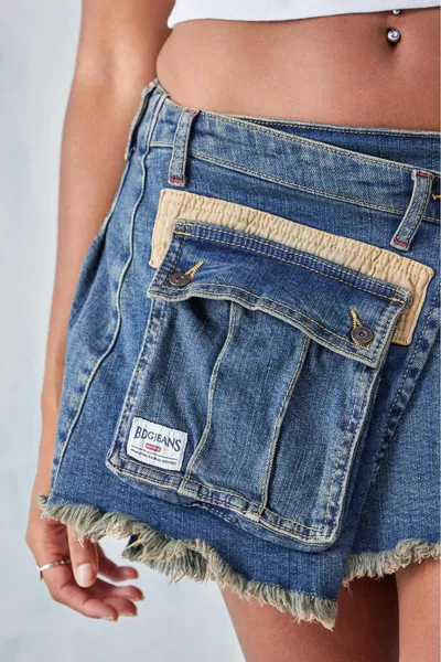 Mini Denim Skirt with Pockets