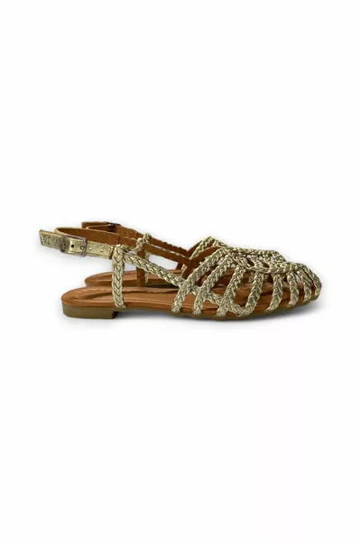 Genuine Leather Tie Detail Braided Women's Casual Sandals