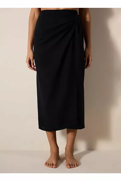 Mittelweite Schwarz Gerade Maxirock für Damen IY