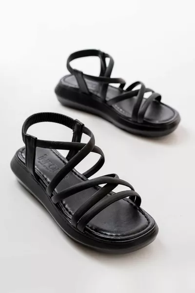  Black Elasticated Women's Sandals