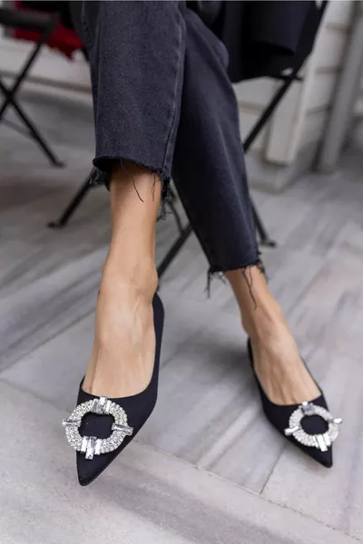 Mini tacchi Nico da donna con dettagli in pietra nera