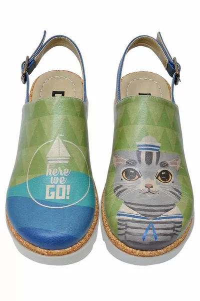 Damen Sandalen aus veganem Leder mit dicker Sohle in Grün - Here We Go Design