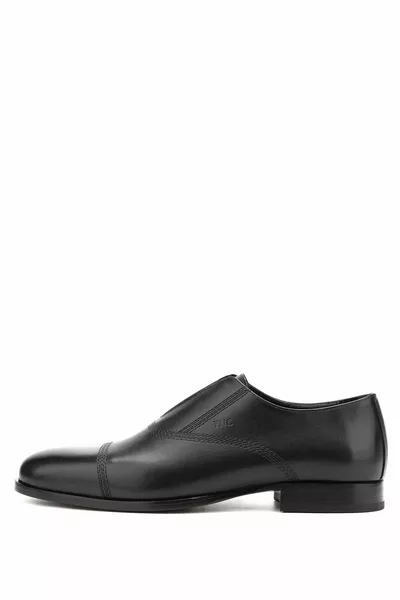 الرجال جلد طبيعي جلد أسود أحذية كلاسيكية