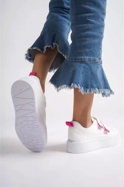 EFN. ABBIGLIAMENTO Rebbi White Skin Fucsia Detailed Sneakers
