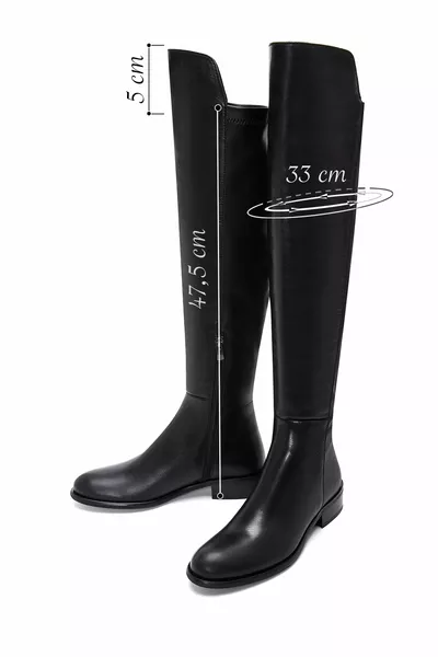 Women's Black Zipper Leather Boots 