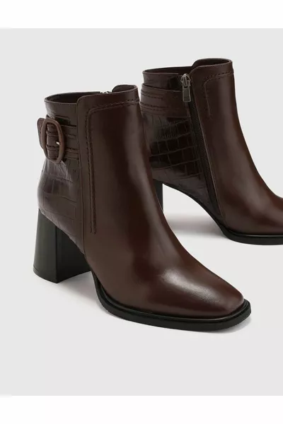 تشيك جلد التمساح الأصلي المرأة الأحذية ذات الكعب البني