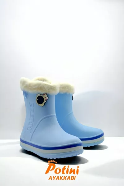 Bébé Bleu Imperméable Cheville Plumed Autocollant Enfants Bottes De Pluie