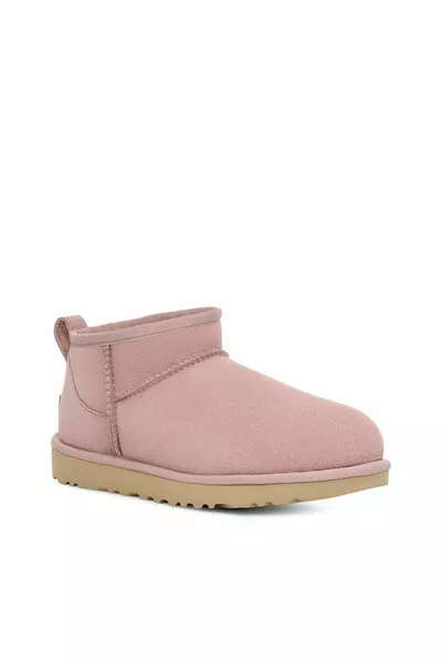 Dames Lederen Logo Platte Zool Casual Gebruik Roze Laarzen & Bootie -PINK