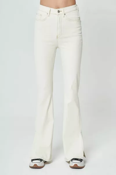 أورورا إكرو عالية الخصر الساق شق سستة مضيئة صالح الجينز C 