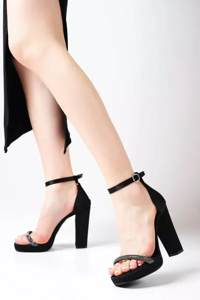 أرمي سيتي ساتان Plartform كعب الجبهة حجر شقة اصبع القدم مساء الأحذية