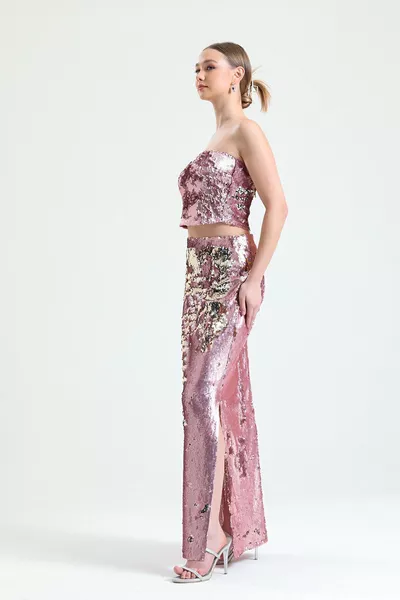 تتويج محبوك بريق الترتر الترتر أنيقة مساء اللباس تنورة |  ذرور