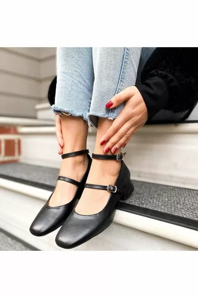 ميلان حزام الكاحل مشبك جلد صلب جلد الباليه مسطح بكعب قصير