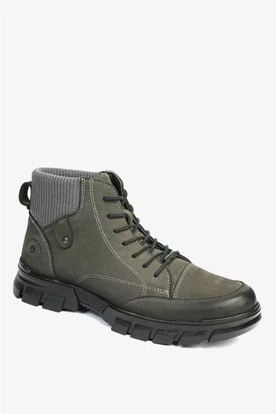 Joven جلد طبيعي رمادي أحذية رجالية خارجية