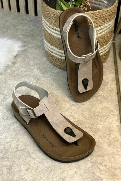 Lässige Damen Hausschuhe Einzelne Flip Flops Bequeme Korksohle Schnalle Verstellbare Sandalen 