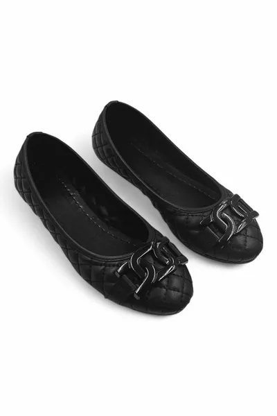 لونا الأسود فو الجلود النسائية الباليه الشقق