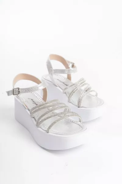 GÖKDESEM أحذية نسائية من الصنادل البيضاء المسطحة