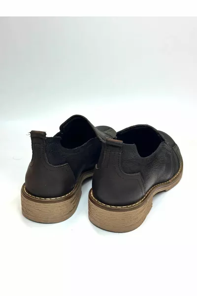 المرأة جلد طبيعي مرقعة المسار مفصلة أحذية عارضة