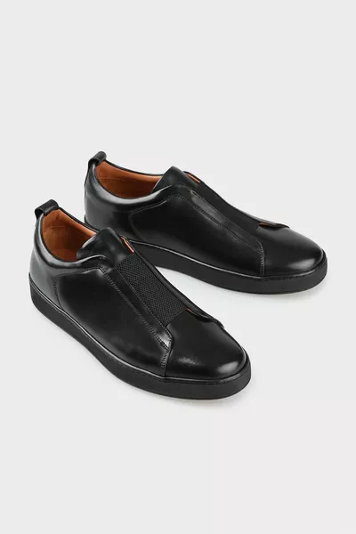 Chaussures décontractées en cuir noir pour hommes