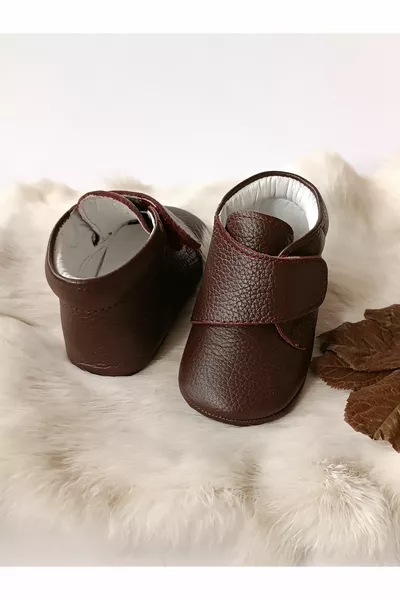 Натуральная кожа Velcro детские сапоги бордового цвета