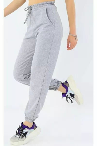 بلوزات رمادية بدلة رياضية نسائية مع قطن وجيوب