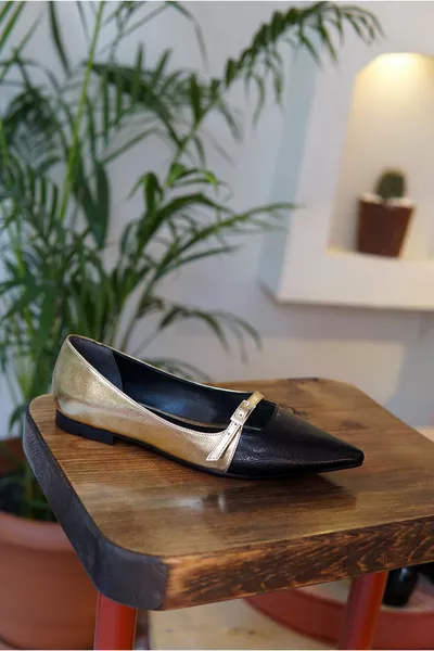 مونتي الذهب وأشار اصبع القدم مشبك مفصلة الباليه الشقق