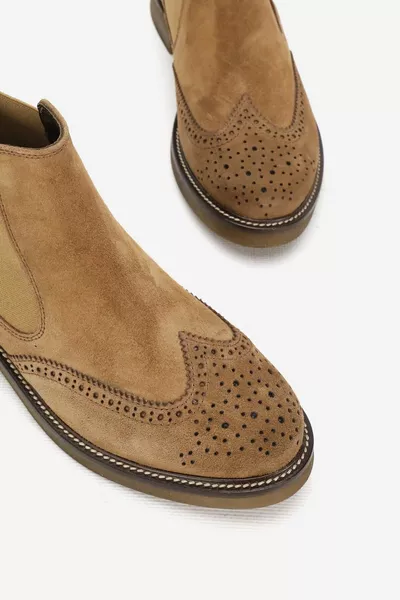 نسائي من جلد الالينك المدبوغ جلد طبيعي طبيعي مقاس  أحذية تشيلسي ذات الكعب القصير وحذاء