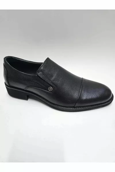 PAPERCLIP GENUINE LEATHER LACELESS BLACK CASUAL CLASSIC MEN'S SHOES