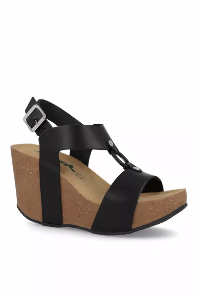 Più Natura Leather Black Dames Sandalen  A  IMB