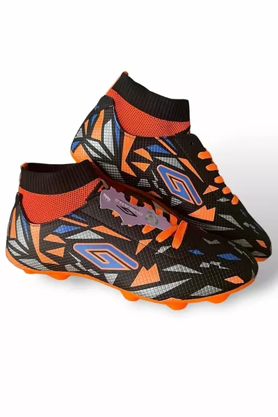 Dugana Ankle Socks Turf Field Gear Astroturf Football Shoes  Black Orange