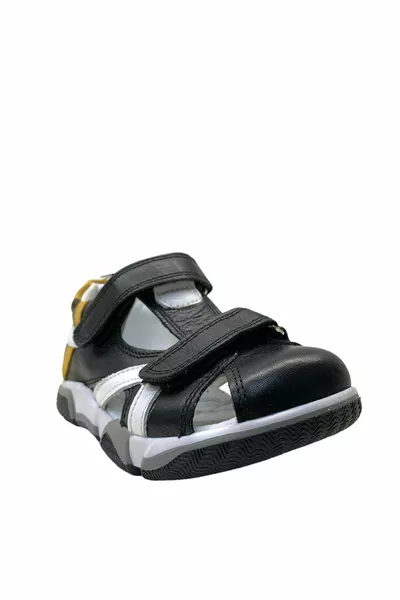  Orthopedic Boys % Корсет из натуральной кожи Черный/Белый/Желтый Сандалии