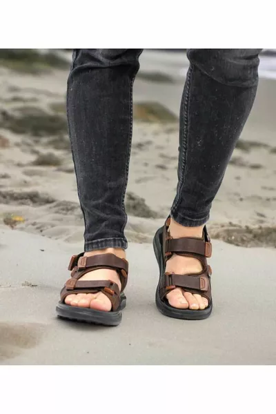 Sandali Foxter Sportivi Uomo Marroni con Cuciture Anatomiche Ortopediche