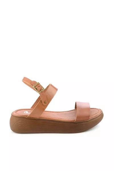 Sandales pour femmes en cuir véritable beige 