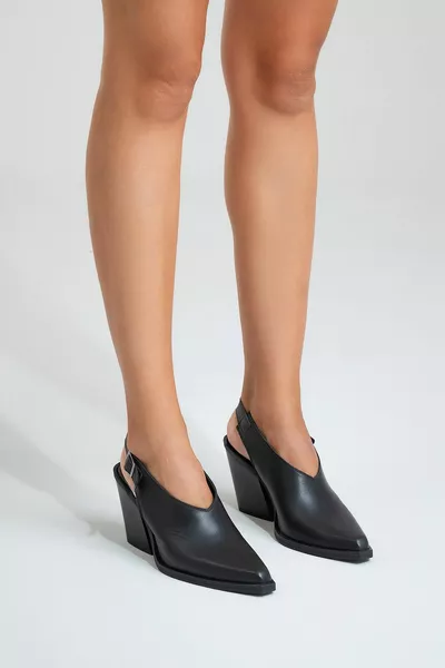 Vales Женские кожаные сандалии в западном стиле Черный