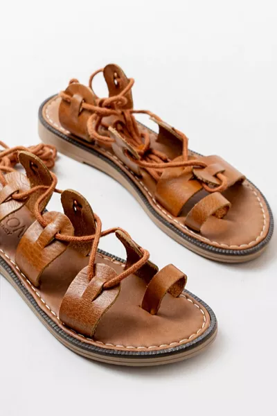  Tan Cheville Cravate Orthopédique Cuir Véritable Sandales pour Femmes