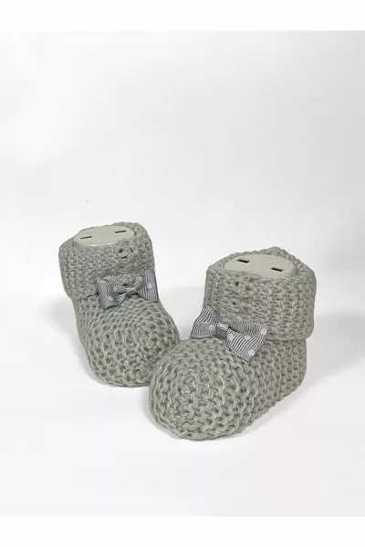 Chaussons Bébé en Maille  GRIS