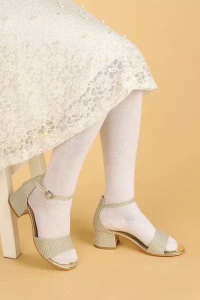 Filles Couleur Or Casual 3cm Talon Sandales Chaussures