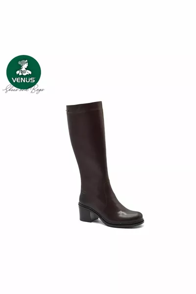 k Stivali da donna in pelle classica con tacchi impermeabili