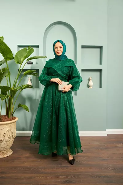 فستان سهرة سونا - أخضر زمردي