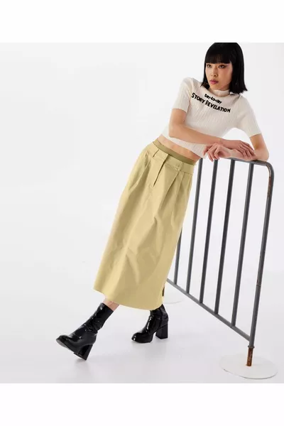 تنورة ميدي بمزيج ضلع