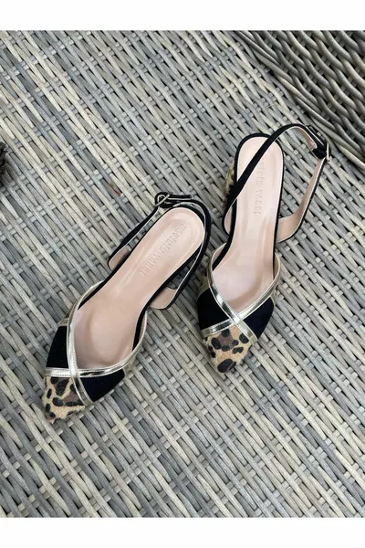 Casey Leopar Renk Parçalı Topuklu Ayakkabı