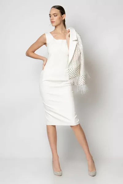 Манжеты и подол жакет из перьев и бисера платье из крепа двойное вечернее платье комплект