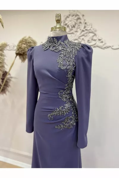 Хиджаб вечерна рокля камък подробни опашка вечерна рокля