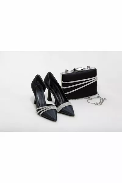 Women's 9 cm Black Shoes & Bag Combination