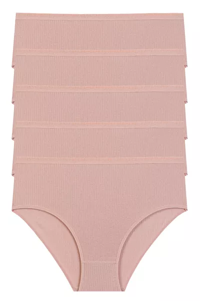 Женские хлопковые трусы с ребристой вставкой, набор из 5 штук 